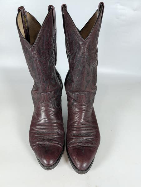 Dan Post Mens Western Cowboy Boots Burgundy Leather 7.5 EW  display picture 2