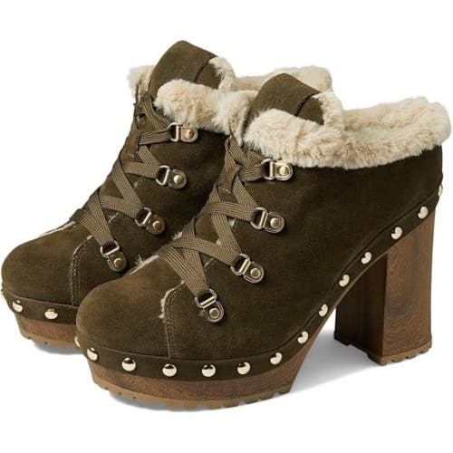 Guess Damery Clogs Women's US 6.5 Green Studded Platform Block Heel JOBB1391