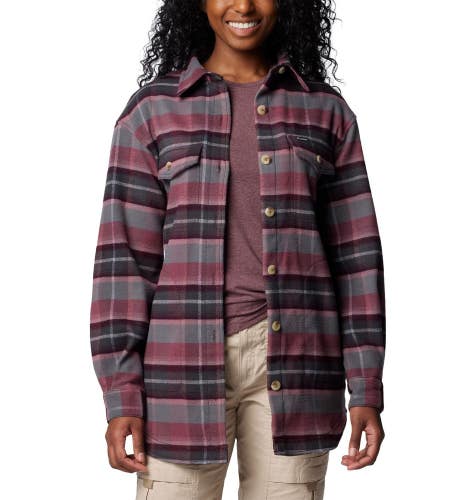 Columbia Calico Basin Shirt Jacket Women's Multi Plaid Pockets Button Up JAX779