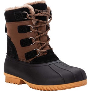 Propet Ingrid Women's 6.5 Pinecone Black Faux Fur Waterproof Winter Boots ZAP787
