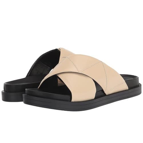 Aerosoles Linney Sandals Women's US 8.5 Beige Leather Crisscross Slip-On ZAP750