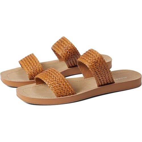 Madden Girl Rebell Sandals Women's US 8 Cognac Square Toe Slip On Slide JOBB1959