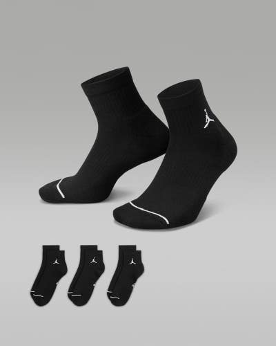 Jordan Everyday DX9655-010 Ankle Socks Men's Large Black Stretch (3-Pack) JAX727