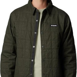 Columbia Landroamer Quilted Shirt Jacket Men's Green Spread Collar Cozy JAX767
