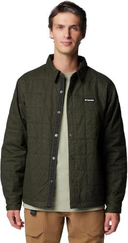 Columbia Landroamer Quilted Shirt Jacket Men's Green Spread Collar Cozy JAX767