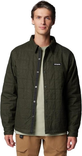 Columbia Landroamer Quilted Shirt Jacket Men's Green Spread Collar Cozy JAX767