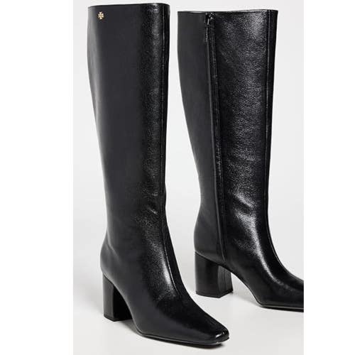 Tory Burch Banana Boots Women's 10.5 Black Leather Pointed Toe Knee High ZAP761