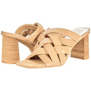 Dolce Vita Poira Sandals Women's US 10 Beige Suede Square Toe Block Heel ZAP795