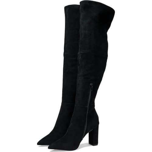 Steve Madden Blyss Boots Womens 7.5 Black Suede Block Heel Over the Knee RHS6860