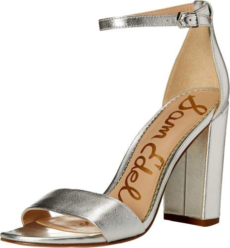 Sam Edelman Yaro E8511L6901 Sandal Womens 10.5 Silver Leather Block Heel ZAP1041