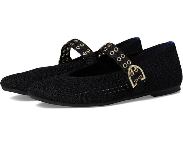 Rothy's The Max Buckle Mary Jane Womens 7.5 Black Mesh Dress Flat Shoes ZOGG2722