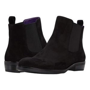 David Tate Golden Boots Women's 11 Black Suede Round Toe Ankle Chelsea RHS6982