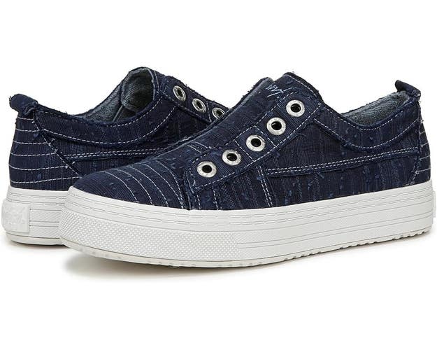 Blowfish Malibu Super Play Sneakers Womens US 7.5 Blue Slip On Shoes ZOGG2723