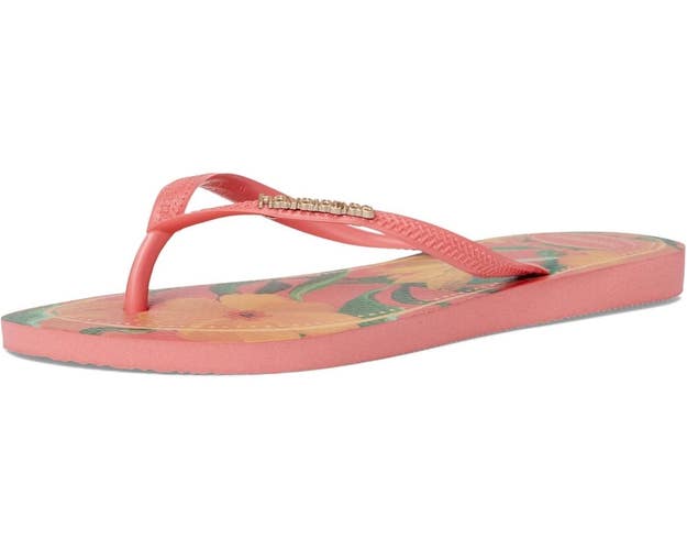 Havaianas Slim Tropical 4122111-9260 Sandals Womens US 6 Coral Flip Flop GBO1658