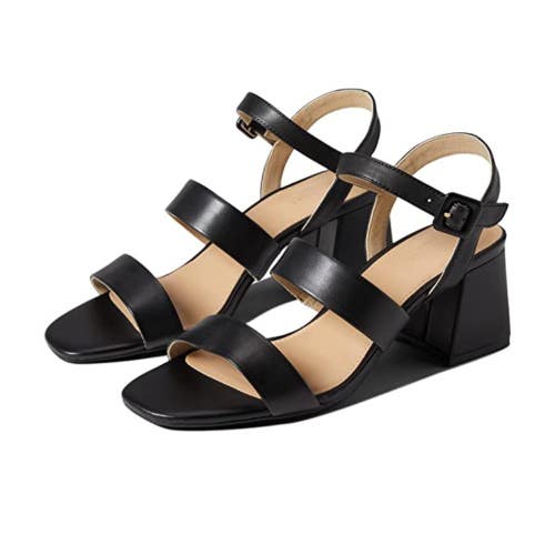 Rockport Farrah 3 Band Sandals Women's US 6 Black Ankle Strap Block Heel ZAP722