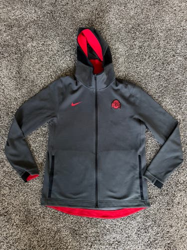 MENS NIKE OHIO STATE OSU BUCKEYES GREY FULL ZIP SHOWTIME HOODIE HOODED SWEATSHIRT LARGE