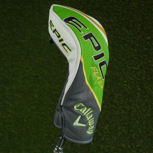 CALLAWAY EPIC FLASH FAIRWAY WOOD HEADCOVER GRAY / WHITE / GREEN CHANGEABLE #'S