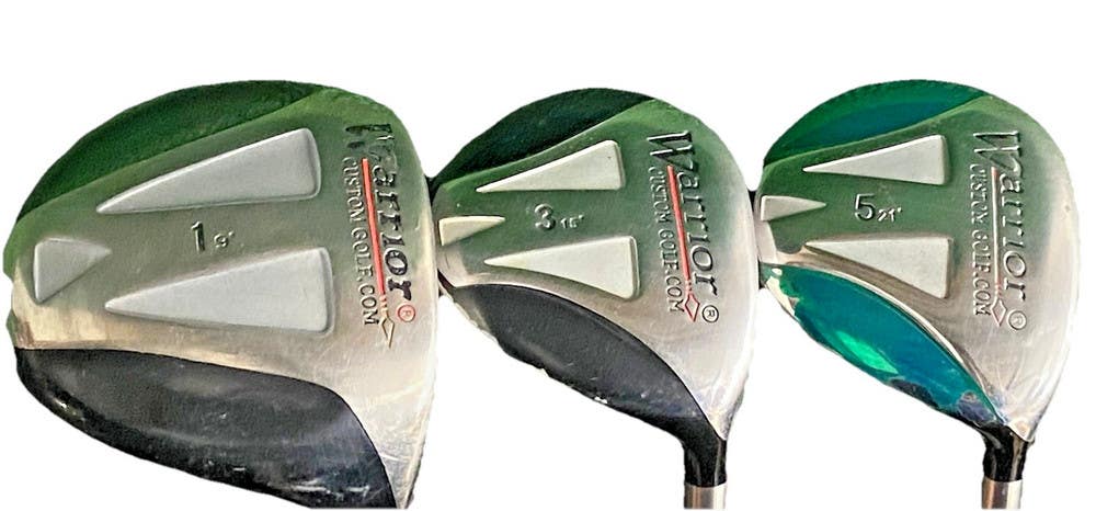 Warrior Golf Wood Set 9* Driver, 3w, 5w RH Men's Regular Flex Graphite New Grips