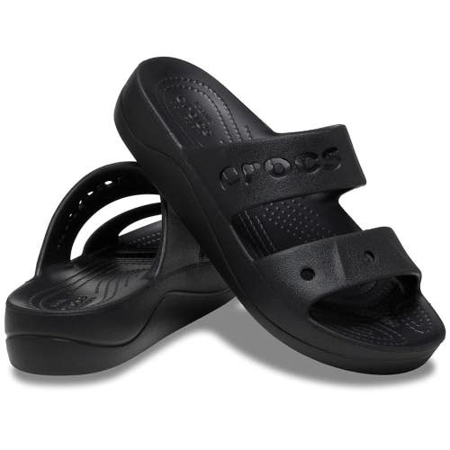 Crocs Via Platform 210121-001 Sandals Women's US 9 Black Slip On Slide GBO1615