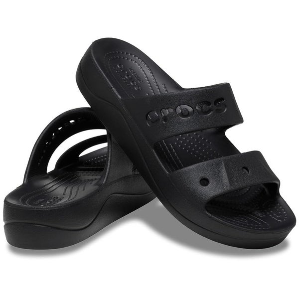 Crocs Via Platform 210121-001 Sandals Women's US 9 Black Slip On Slide GBO1615
