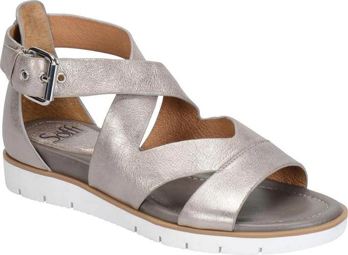 Sofft Mirabelle Strappy Sandals Women's 9 Silver Leather Buckle Strap ZOGG2617