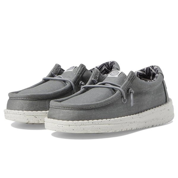 Hey Dude Wally Toddler 9 Gray Canvas Memory Foam Slip On Casual Shoes ZOGG2579