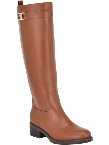 Tommy Hilfiger Iviann Boots Women 9.5 Brown Leather Block Heel Knee High RHS6788
