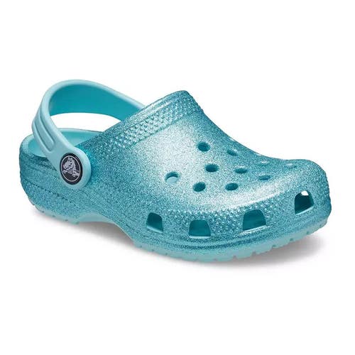 Crocs Classic Clogs Toddler US 5 Blue Glitter Heel Strap Casual Shoes RHS6776