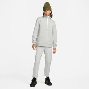 Nike Sportswear Club Sweatshirt Mens Gray Brushed-Back 1/2 Zip Activewear JAX363