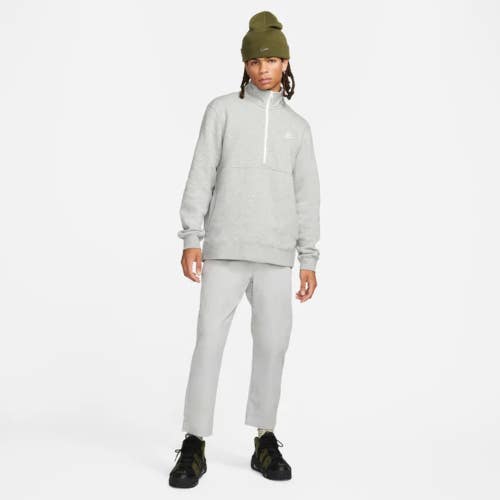Nike Sportswear Club Sweatshirt Mens Gray Brushed-Back 1/2 Zip Activewear JAX363
