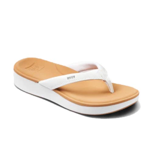 Reef Cushion Cloud CJ0234 Sandals Women's White Brown Slip-On Slide JAX385