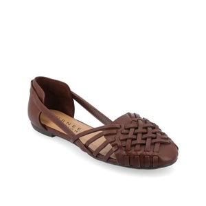Journee Collection Ekko Flats Women's 6.5 Brown Woven Leather Slip-On Lion925