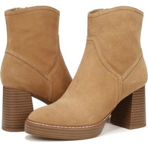 Naturalizer Orlean Boots Womens 6 Golden Caramel Suede Block Heel Bootie Lion904