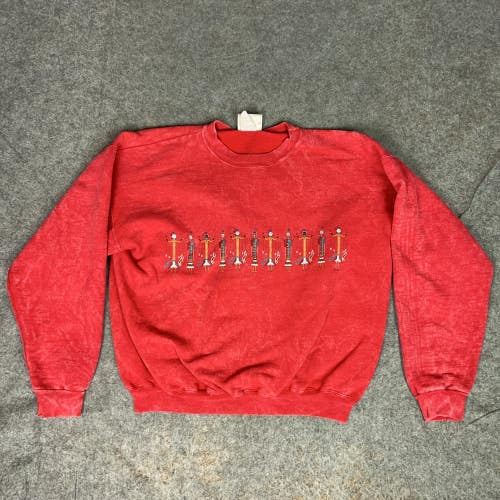 Vintage Stone Aged Rockwear Sweatshirt Mens Medium Red Native Tribal Sweater 90s