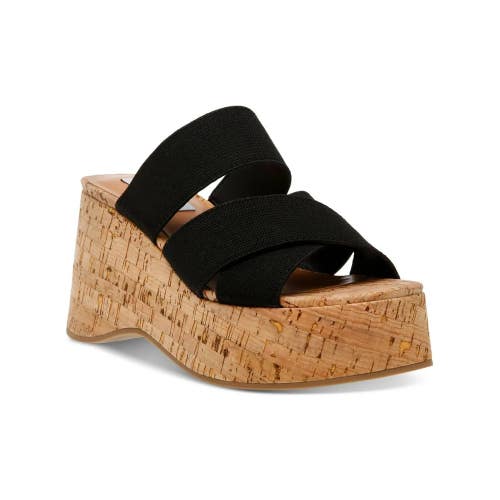 Steve Madden Deo Sandals Women's US 10 Black Slip On Platform Wedge Heel lion939