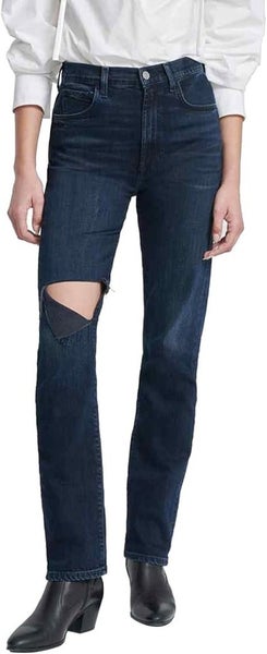 7 For All Mankind Easy Slim in Sunbeam Jeans Women's 26 Blue Denim Ripped RED883