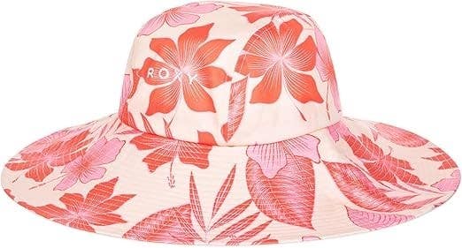 Roxy Star Is Born Womens Small Pale Dogwood Hibiscus Wide Brim Bucket Hat RED894