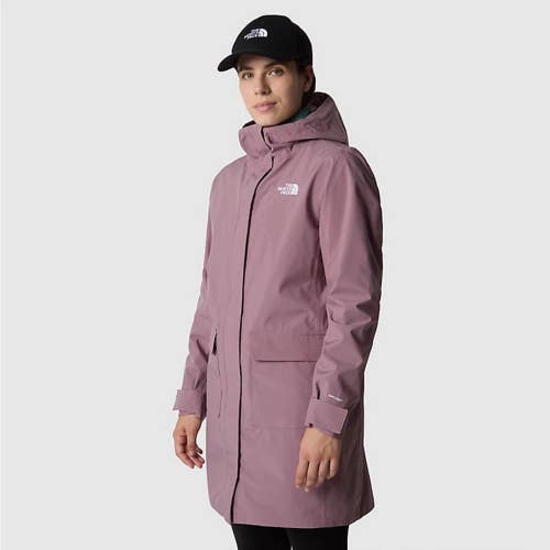The North Face City Breeze Rain Parka II Coat Womens XS Fawn Grey Full Zip DAB34