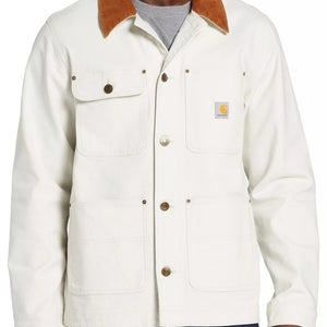 Carhartt Chore Coat Men's Large Malt Button Front Corduroy Trimmed Collar DAB33