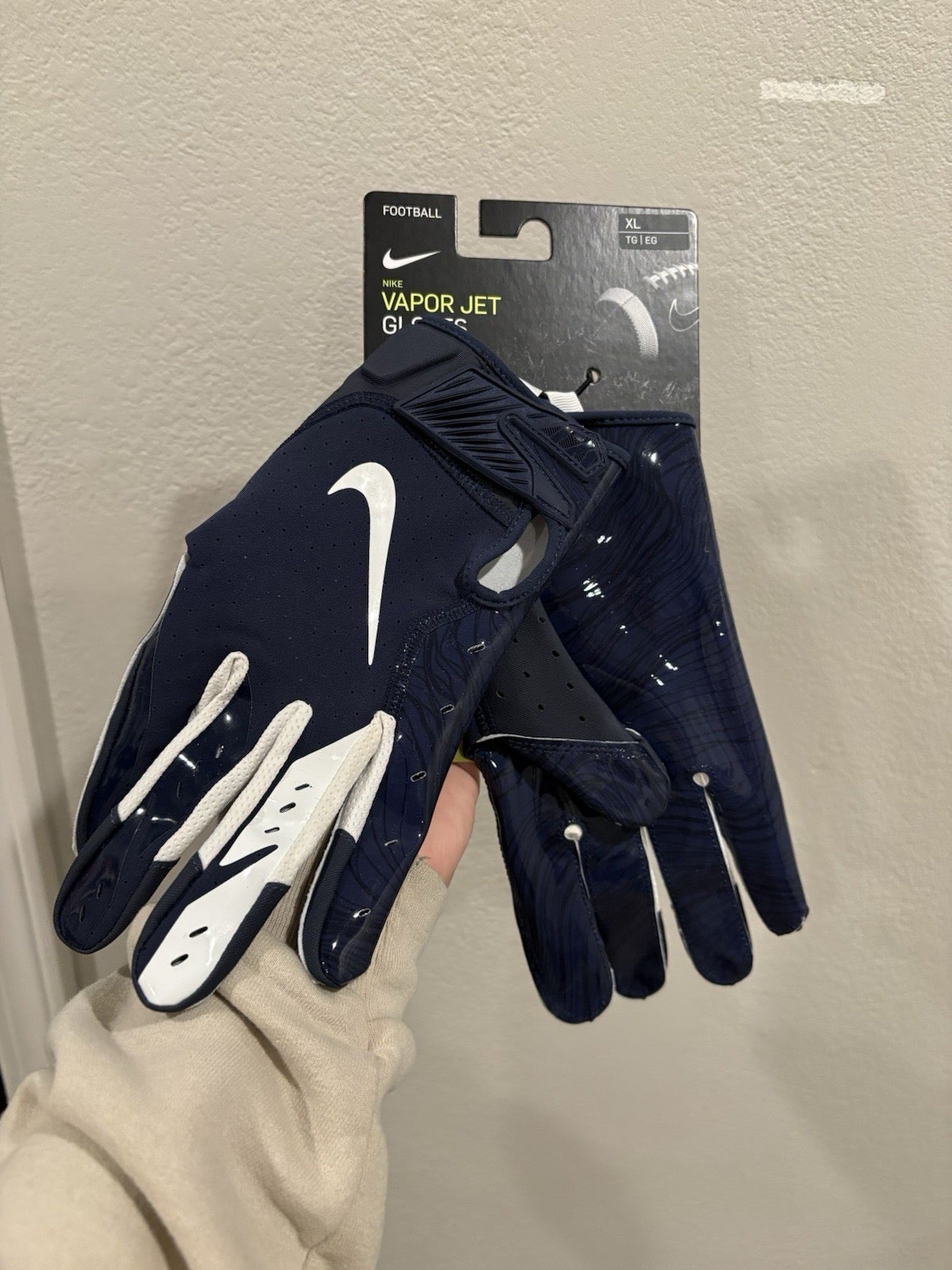New adult XXL Nike Vapor Jet 5.0 football skill Gloves navy/chrome