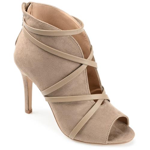 Journee Collection Samara Women's US 6 Taupe Stiletto Heel Ankle Bootie HAWK164