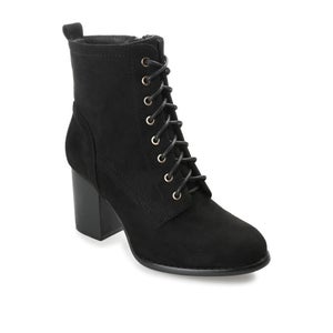 Journee Collection Baylor Boot Womens 11 Black Faux Suede Lace Up Bootie HAWK101