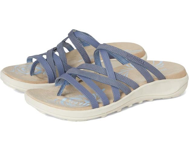 Merrell Harbor J008018 Sandals Women's 8 Seaway Leather Toe Psot Slide HAWK248