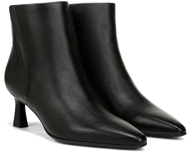 Naturalizer Deesha Boots Women's 10 Black Leather Side Zip Ankle Booties HAWK272