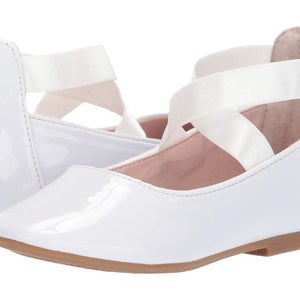 Nina Marissa Ballet Flats Girls US 2 White Patent Memory Foam Strappy HAWK239
