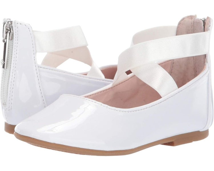 Nina Marissa Ballet Flats Girls US 2 White Patent Memory Foam Strappy HAWK239