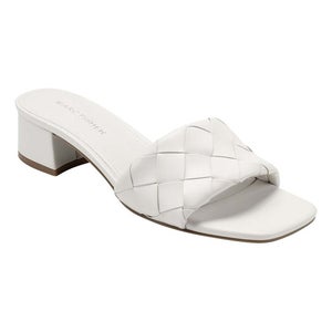 Marc Fisher Casper Sandals Women's US 8.5 White Faux Leather Block Heel ZAP1049