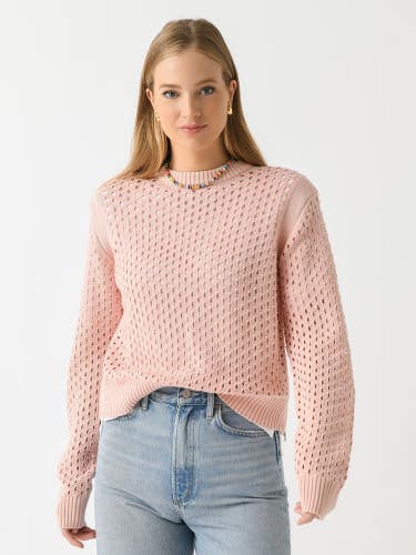 Varley Hains Sweater Women XS Rose Smoke Knit Crew Neck Dropped Shoulder GBO1753