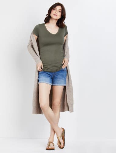 Motherhood Maternity Secret Fit Belly Shorts Womens XS Blue Denim Cuffed GBO1765