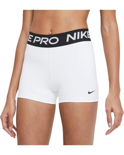 Nike Pro Shorts Womens XS White Stretch Elastic Waist Performance Active GBO1786